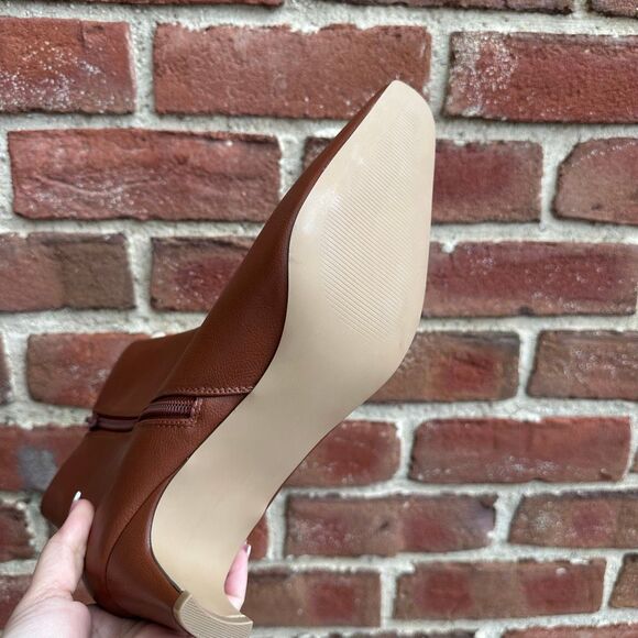 Ann Taylor LOFT Cognac Square Toe Heeled Ankle Booties Size 10 NEW - Picture 13 of 14